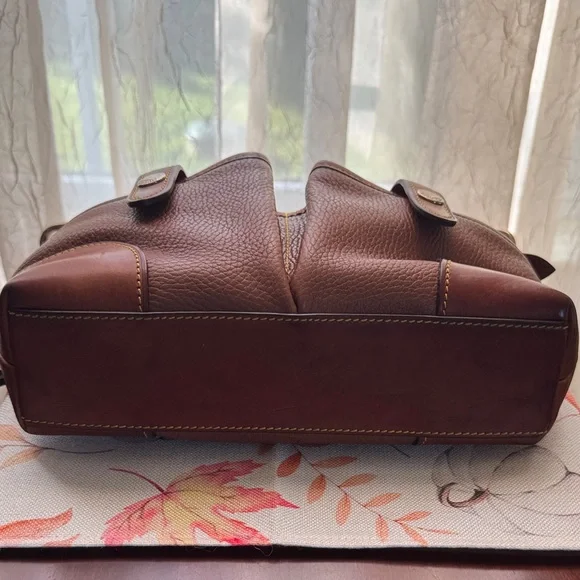 Vintage Dooney & Bourke Pebble Leather Satchel Shoulder Bag with Pockets - Picture 11 of 16